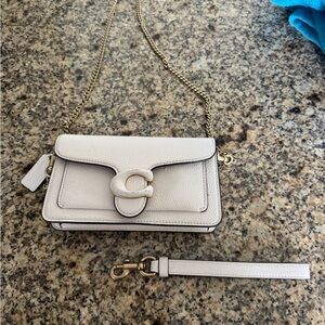 Coach Cream Leather Crossbody Bag with Gold Chain
